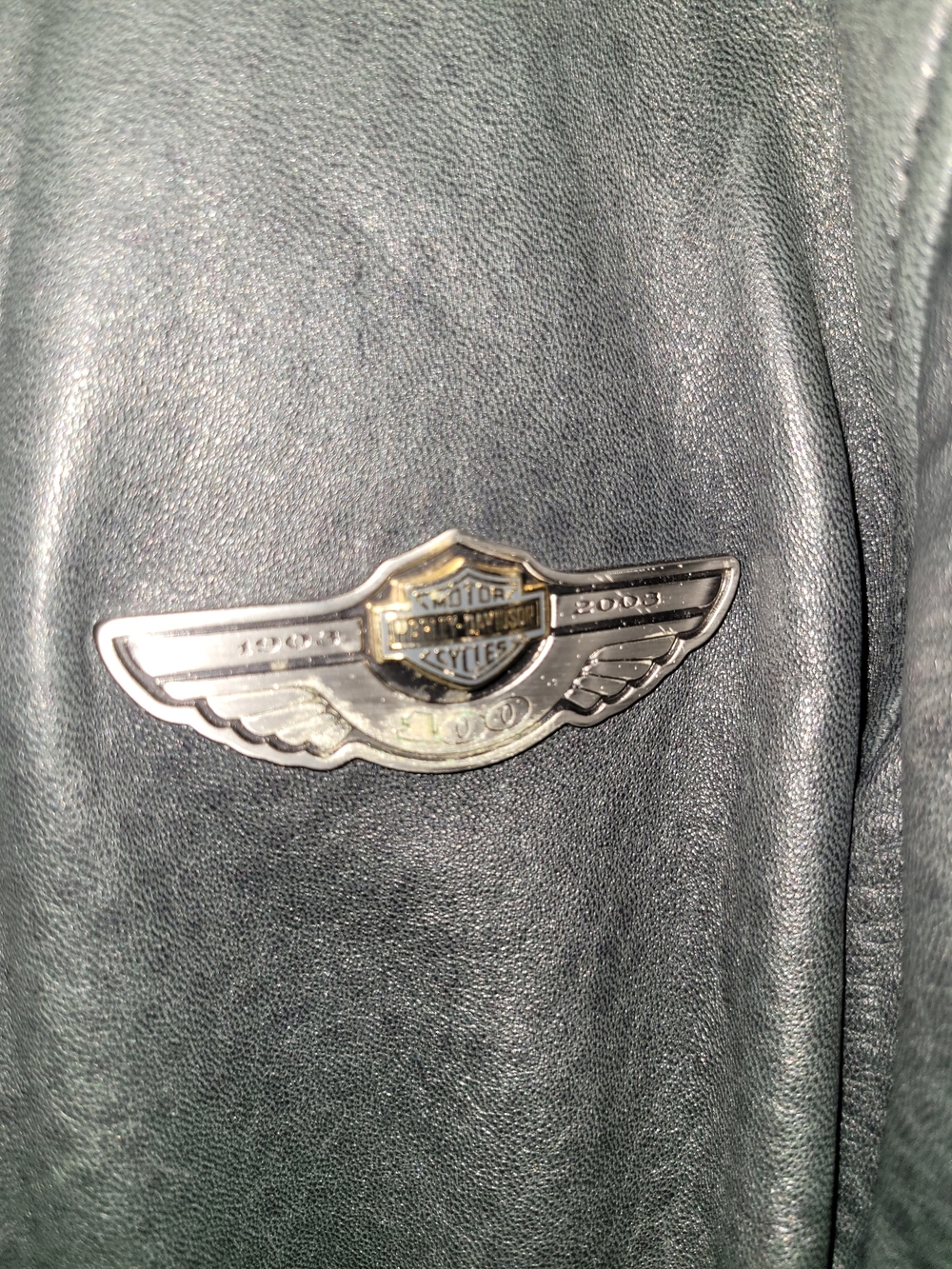 Harley-Davidson Black Leather Riding Jacket with Wing Badge - Picture 4 of 4